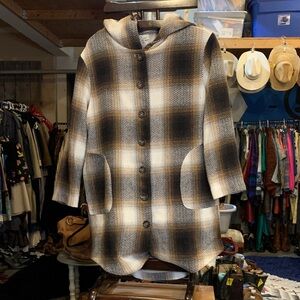 Lost in Lunar Plaid Hooded Shaket for Women